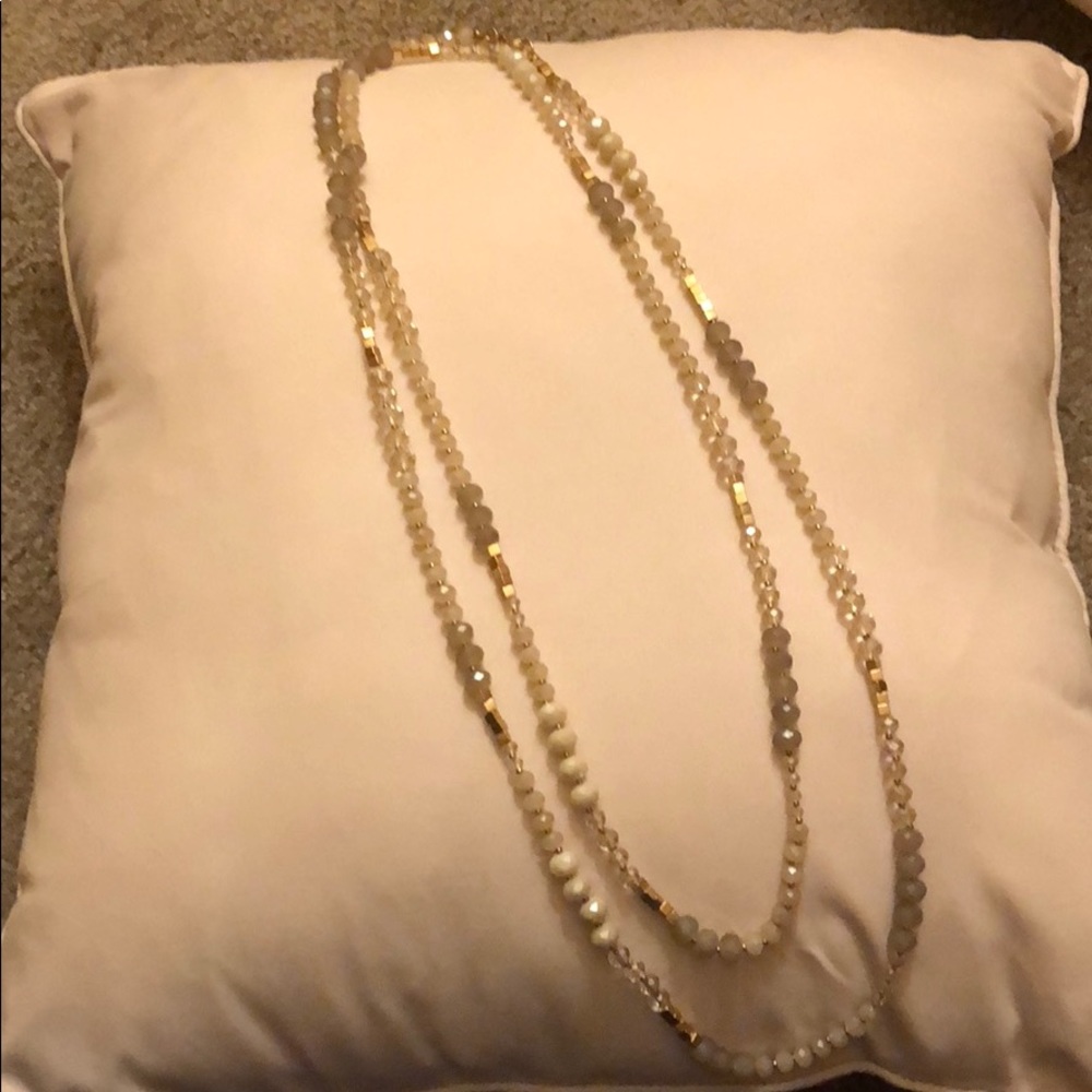 The Limited gold/grey/white/clear strand necklace